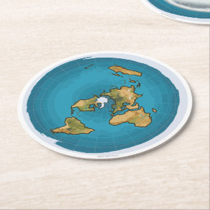 Flat Earth Map Round Paper Coaster