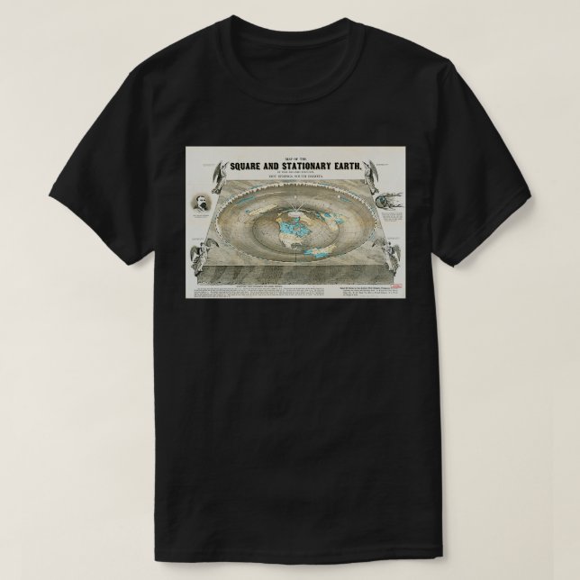 Flat Earth Map Science Denial T-Shirt (Design Front)