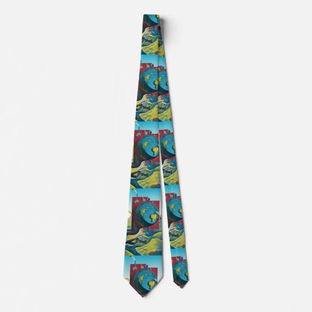 Flat Earth. Modern art Tie (Front)