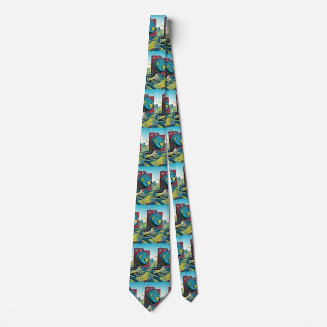 Flat Earth. Modern art Tie (Front)