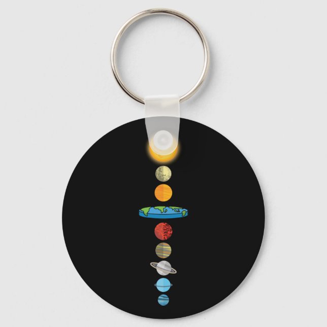 Flat Earth Society Planet Solar System Gift Key Ring (Front)