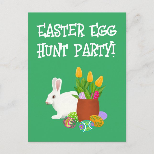 Flat Easter Egg Hunt Invitation Postcard (Front)