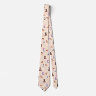 Flat fall/autumn animals pattern tie