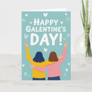 Flat Galentines Day Hearts Card
