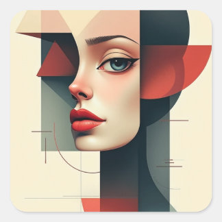 flat geometrics square sticker