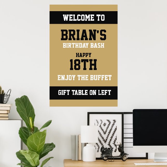 Flat Gold and Black Birthday Poster (Home Office)