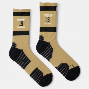 Flat Gold and Black Crew Socks