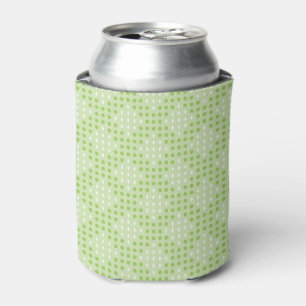 Flat Green Dots and Ovals Pattern Can Cooler
