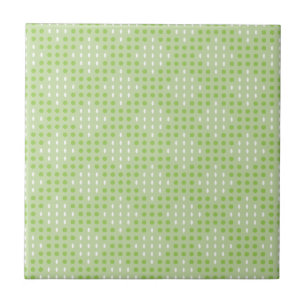 Flat Green Dots and Ovals Pattern Ceramic Tile