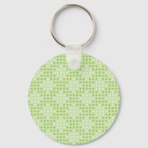 Flat Green Dots and Ovals Pattern Key Ring