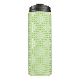 Flat Green Dots and Ovals Pattern Thermal Tumbler