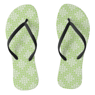 Flat Green Dots and Ovals Pattern Thongs