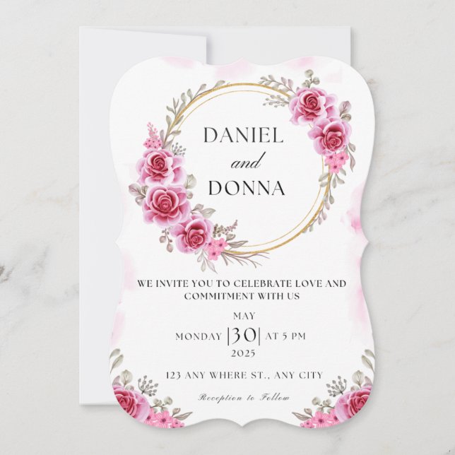 Flat Greeting Card For you happy Weeding party (Front)