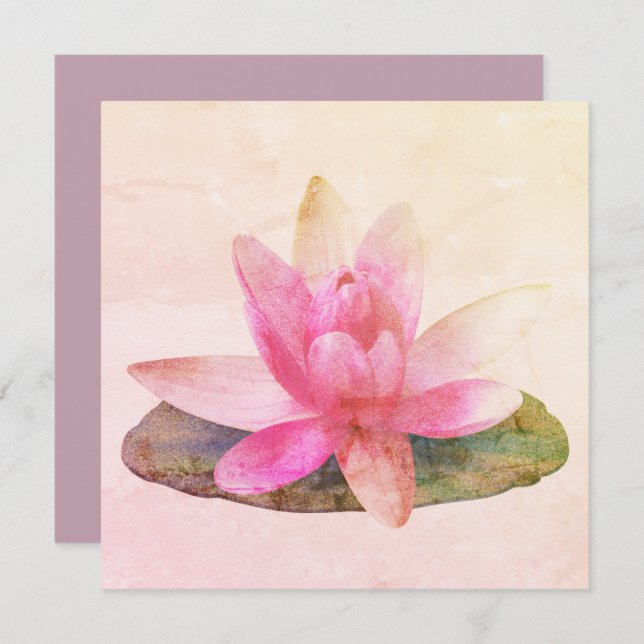 FLAT GREETING CARD : PINK LOTUS (Front/Back)