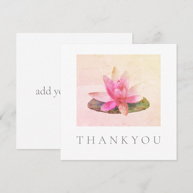 FLAT GREETING CARD : THANK YOU : PINK LOTUS (Front/Back)