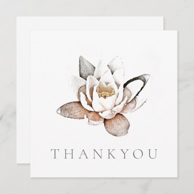 FLAT GREETING CARD : THANK YOU : WHITE LOTUS (Front/Back)