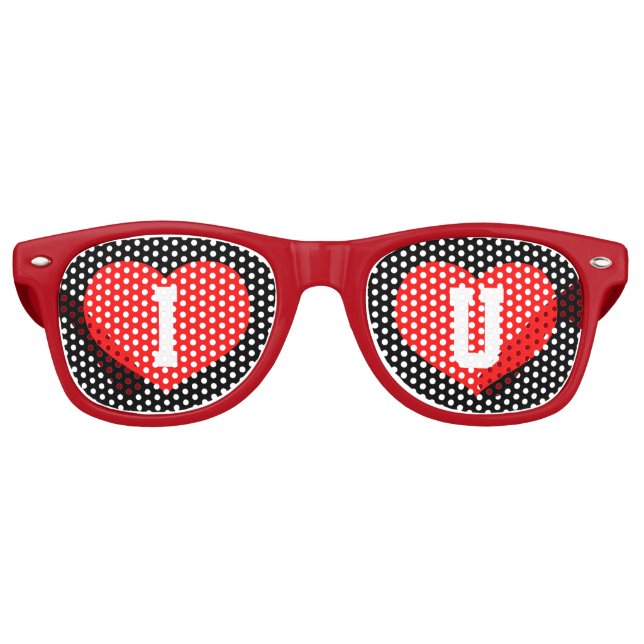 Flat Heart Icon with Monograms Retro Sunglasses (Front)