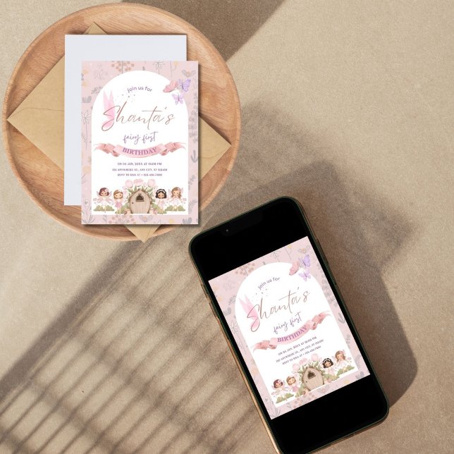 Flat Holiday Card (Fairy First Birthday Invites)