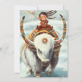 Flat Holiday Card Buffalo Riding 
