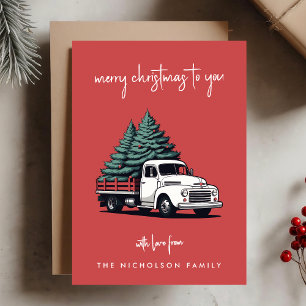 Flat Holiday Card Christmas Tree Delivery Truck