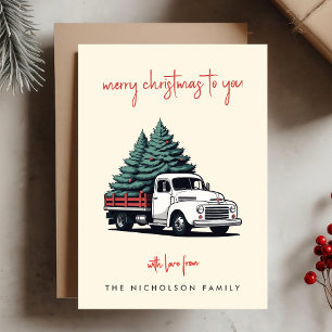 Flat Holiday Card   Christmas Tree Delivery Truck