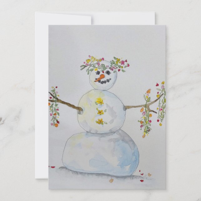 Flat Holiday Card snowman (Front)