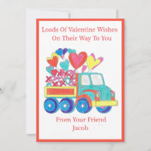Flat Holiday Card Truck Heart Valentine