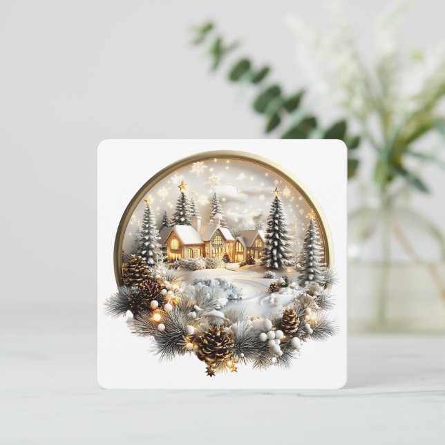 Flat Holiday Card, Winter Scenery Card (Standing Front)
