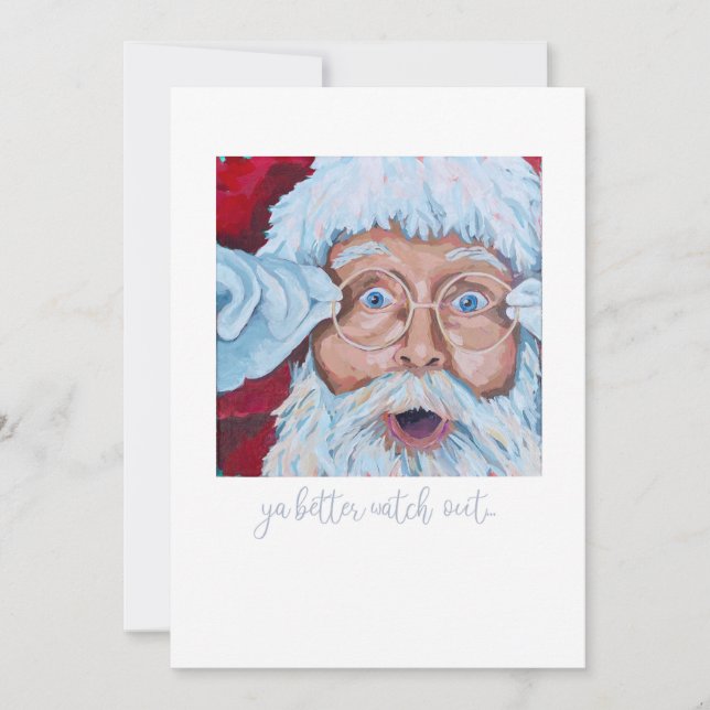 Flat Holiday Card with painting of Santa (Front)