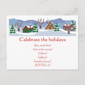 Flat Holiday Party Invitation-Custom Printed Invitation Postcard