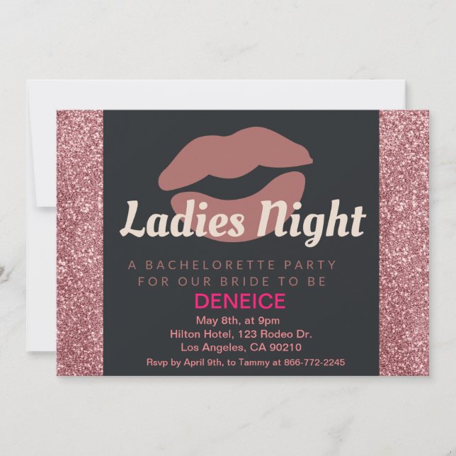 Flat Invitation - Bachelorette Party, Ladies Night (Front)