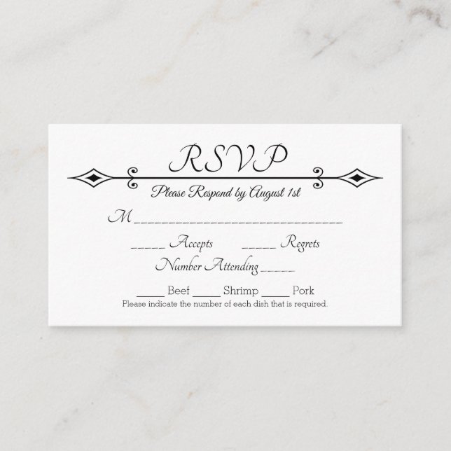 Flat Invitation Elegant Black Lace Wedding RSVP (Front)