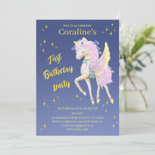 Flat invitations Cards first birthday with  unicor