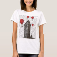 Flat Iron Building and Red Hot Air Balloons