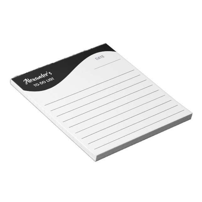 Flat Label Border - Wave black 1 Notepad (Angled)