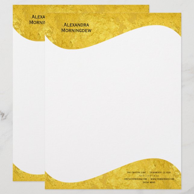 Flat Label Border - Wave gold 1 Custom Letterhead (Front/Back)