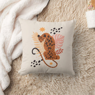 Flat Leopard Design Boho Throw Pillow