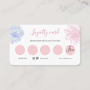 Flat Loyalty, white and pink , flowers Card