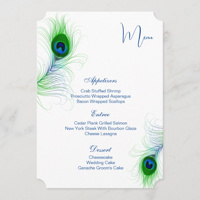 Flat Menu Card-Peacock (Front)
