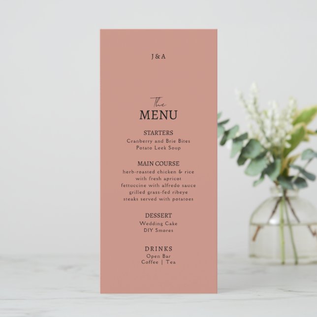 Flat Menu wedding Minimalist modern.  (Standing Front)