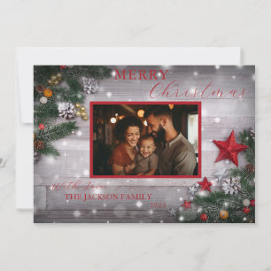 Flat Merry Christmas Card with Photo and envelope
