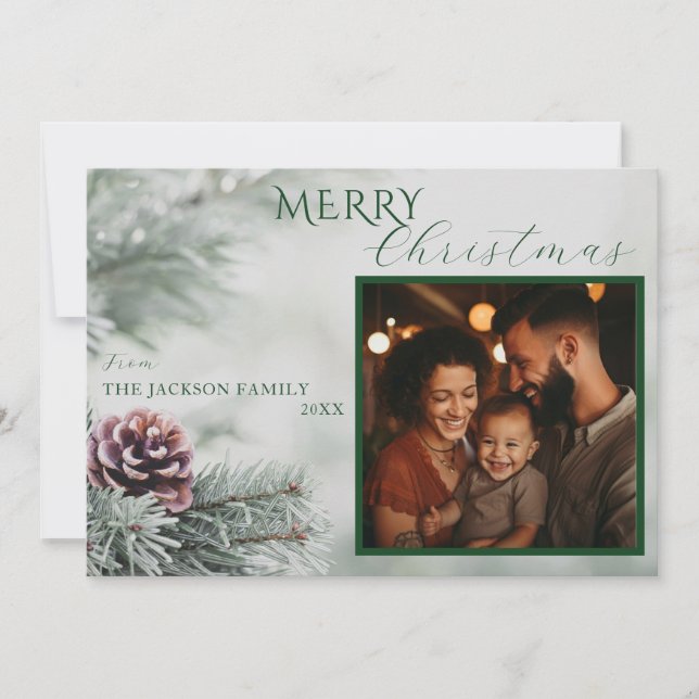 Flat Merry Christmas Holiday Card with Envelope (Front)