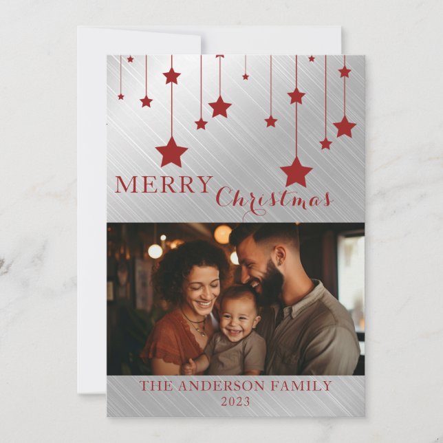 Flat Merry Christmas Holiday Card with Envelope (Front)