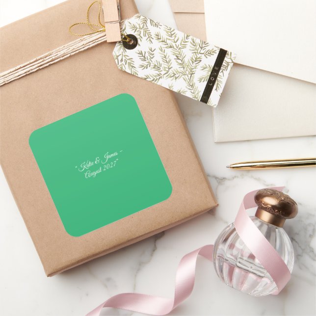 Flat Mint Green Background – Wedding Design Square Sticker (Gifting)