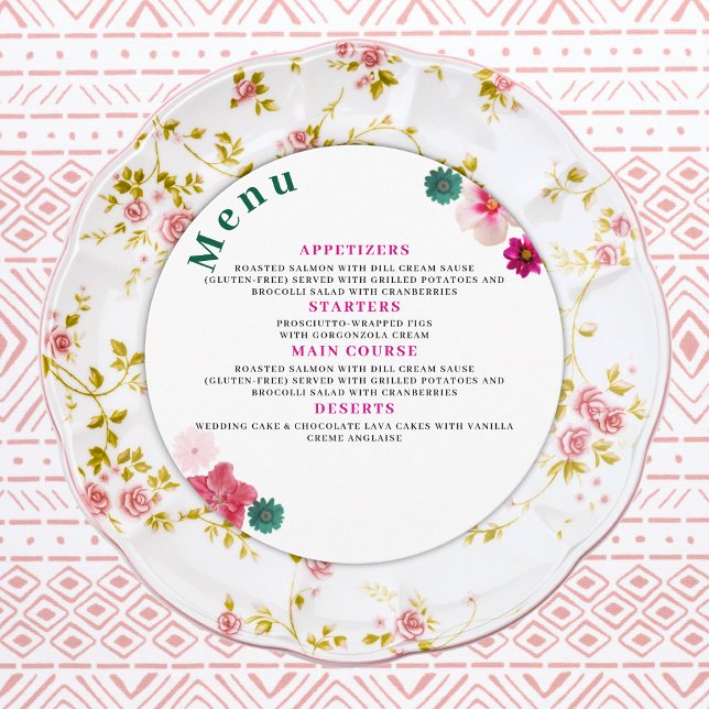 Flat Modern Garden Romance wedding Menu (Creator Uploaded)