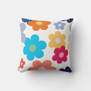 Flat Multi-Coloured Floral Pattern Cushion