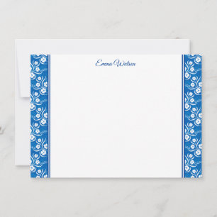 Flat Note Card-Blue Floral Card