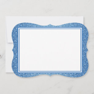 Flat Note Card-Blue Glitter Border Card