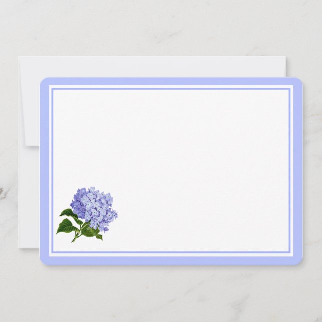 Flat Note Card-Blue Hydrangea Card (Front)