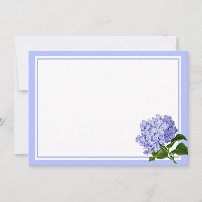 Flat Note Card-Blue Hydrangea Card (Front)